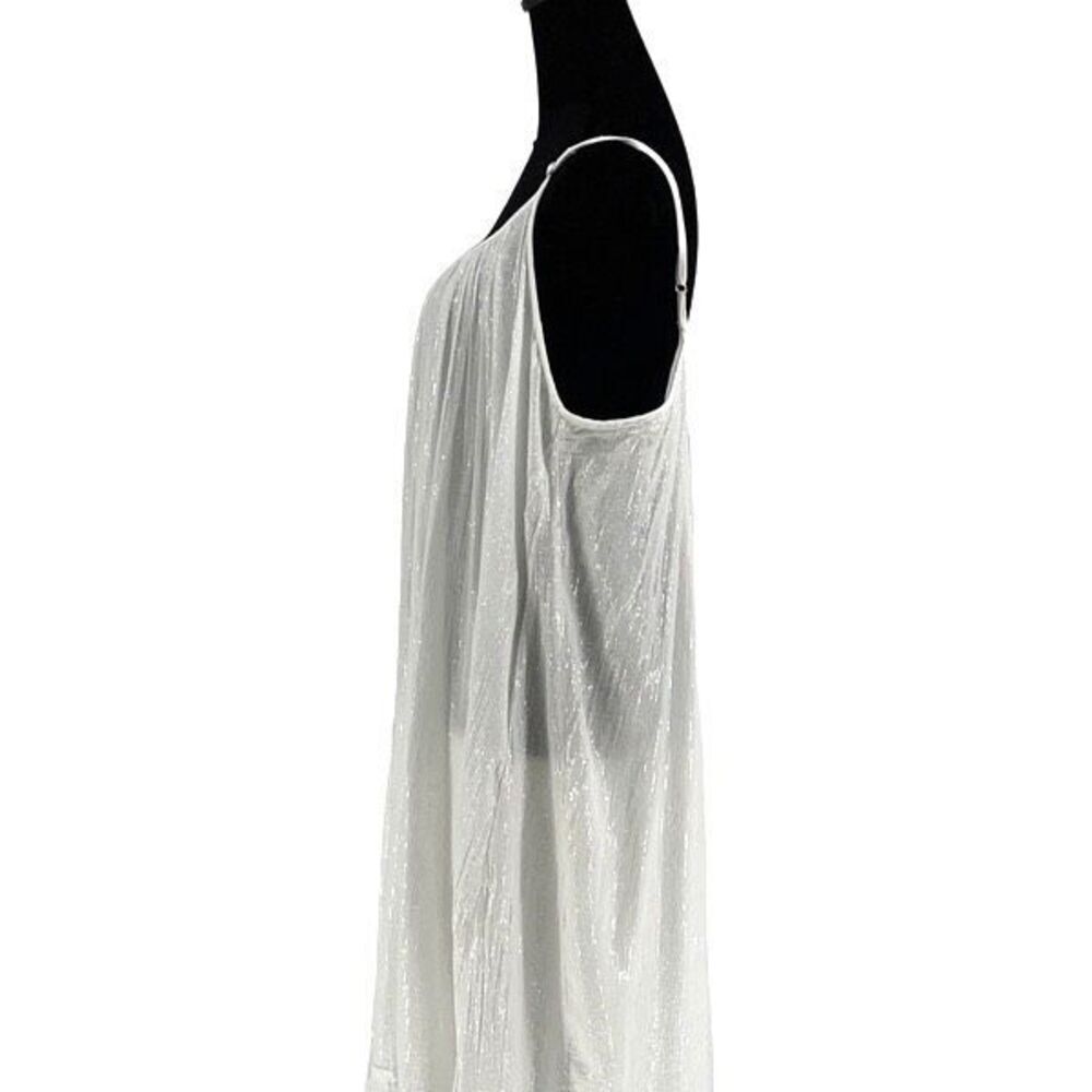 Debbie Katz Womens Tierred Pleated Sleeveless Boho Maxi Dress White Silver Size - Picture 3 of 7